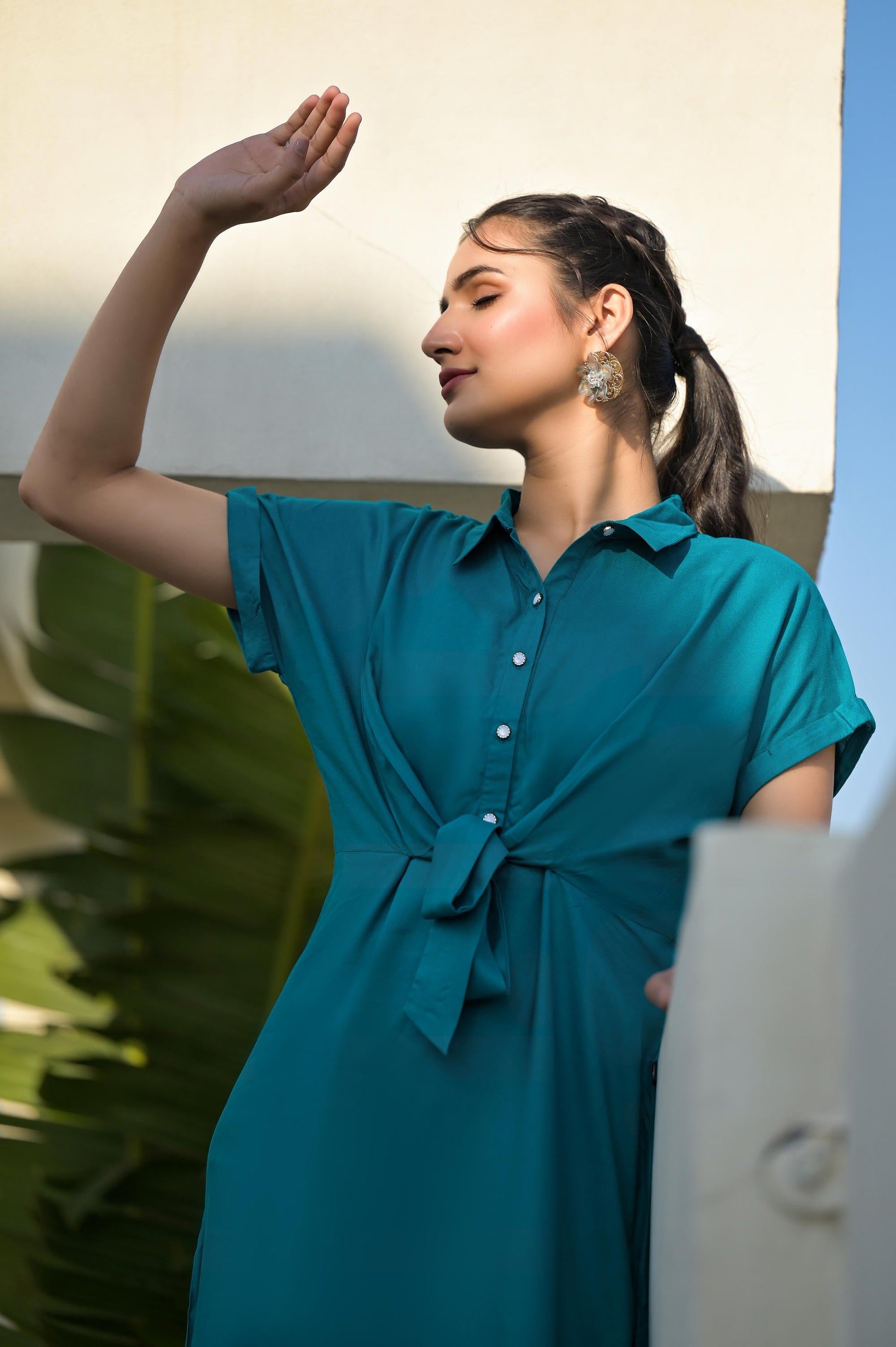 Juniper Teal Viscose Rayon A-line Dress