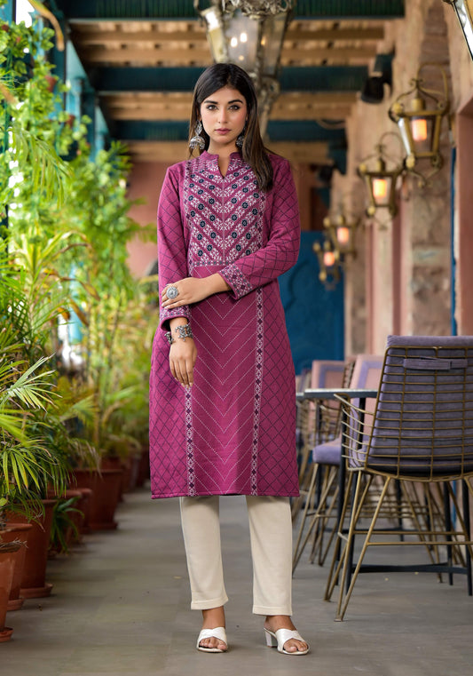 Juniper Onion Pink Floral Printed Cotton Kurta