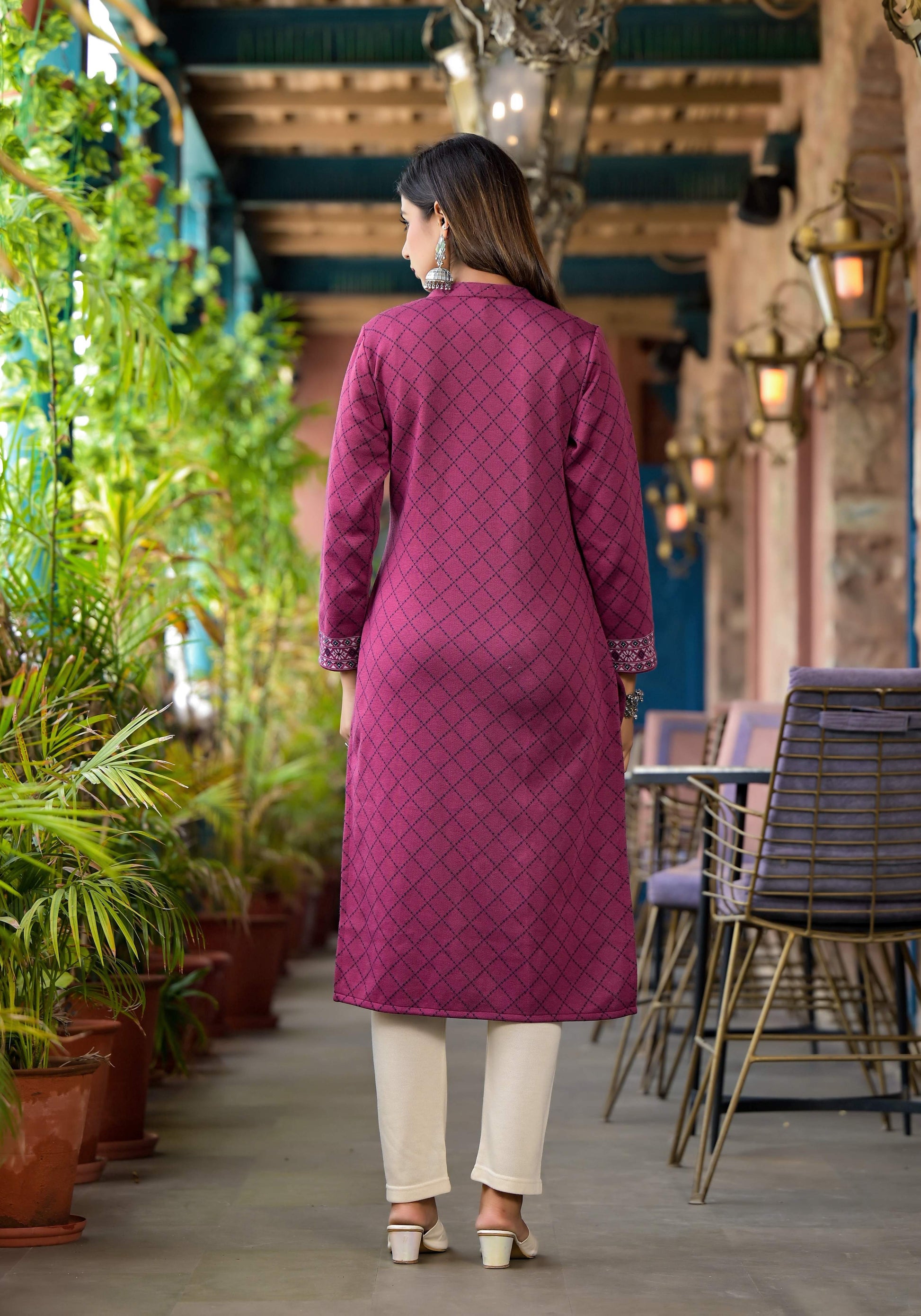 Juniper Onion Pink Floral Printed Cotton Kurta