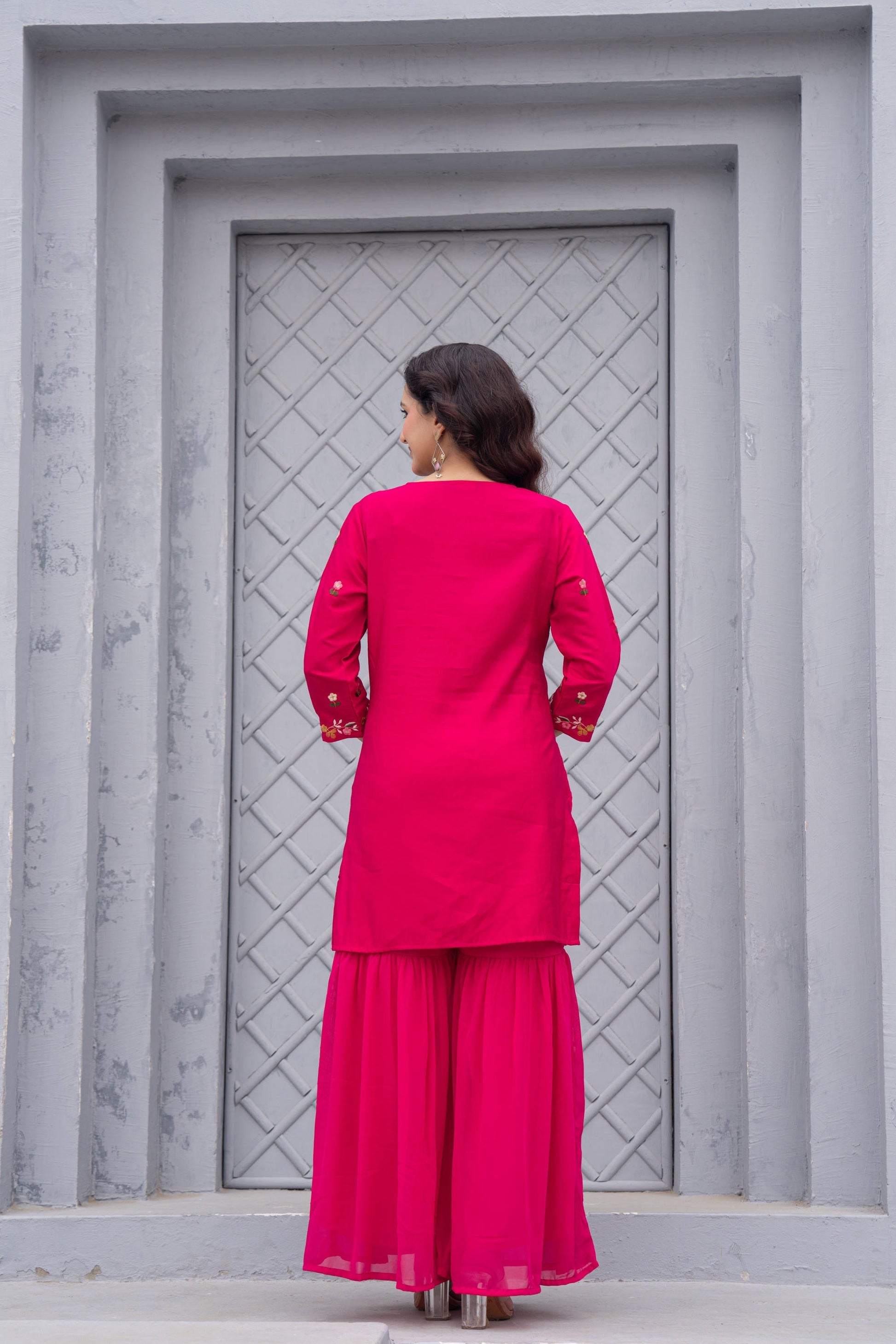 Juniper Gulnaar Gulab Embroidered Sharara Set