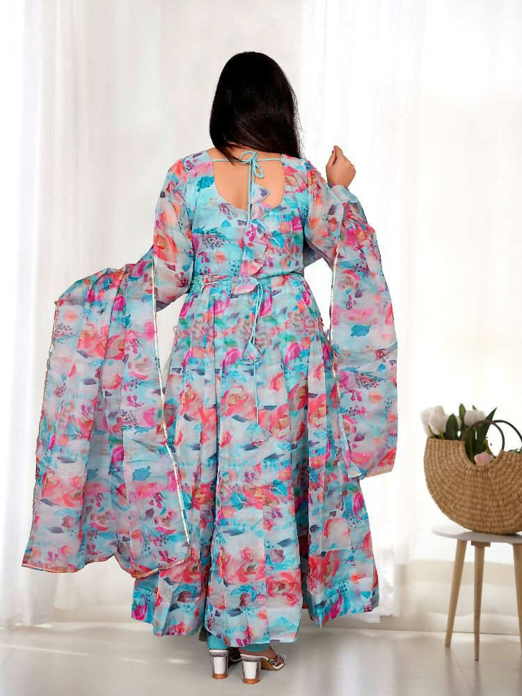 Joban Fashion Sky Kurta Set Organza Sequin Embroidery Work 