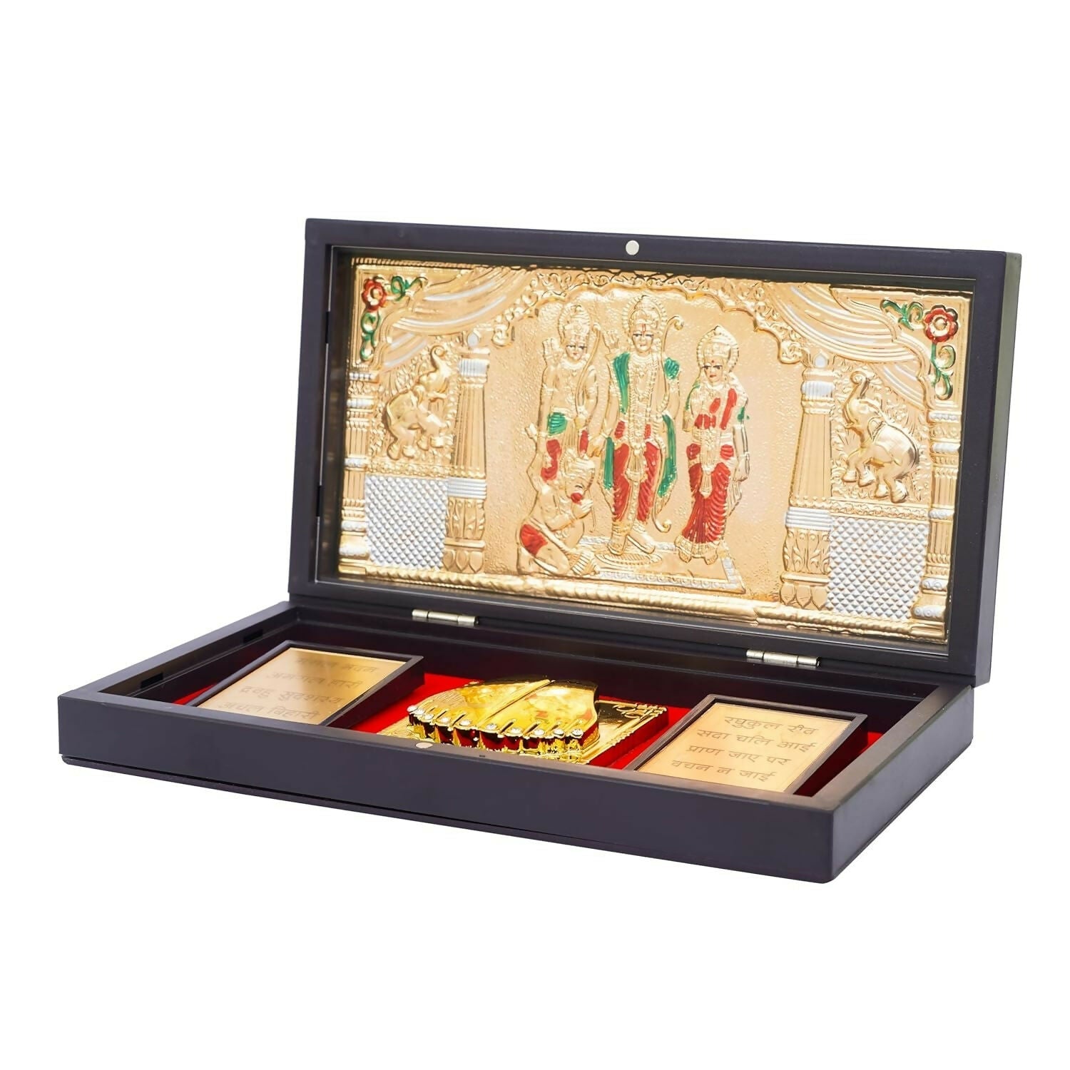 Naitik Creation Lord Ram Darbar Gold-Polished Photo Frame With Charan Paduka 