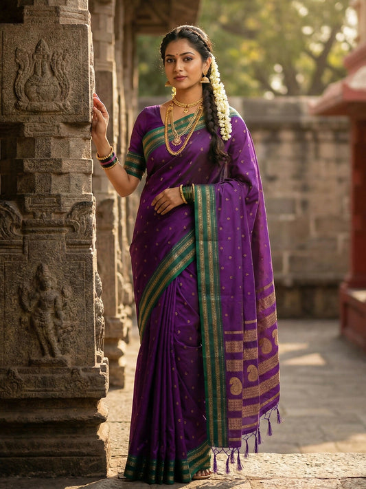 Shree Shyam Fashion Purple Soft Silk Saree