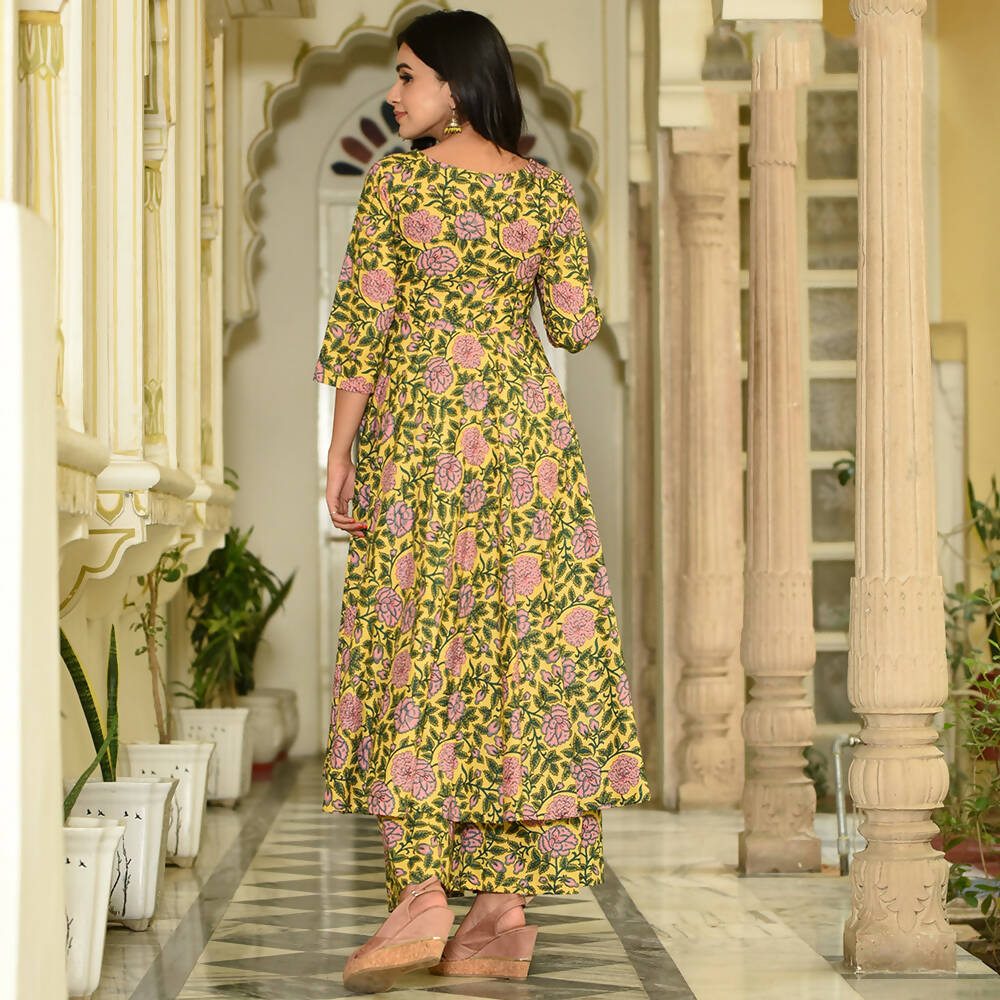 PartyWear Designer Golden Yellow Pure Maslin Palazzo Suit - Anbazaar - Grab2buy