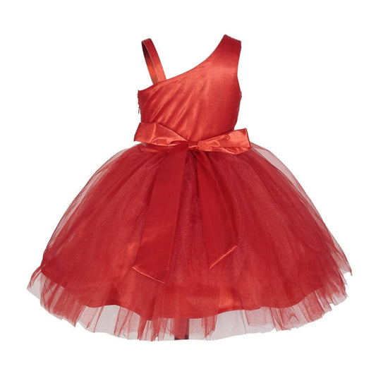 Asmaani Baby Girl's Red Satin Knee Length Frock (AS-DRESS_22148) - Grab2buy