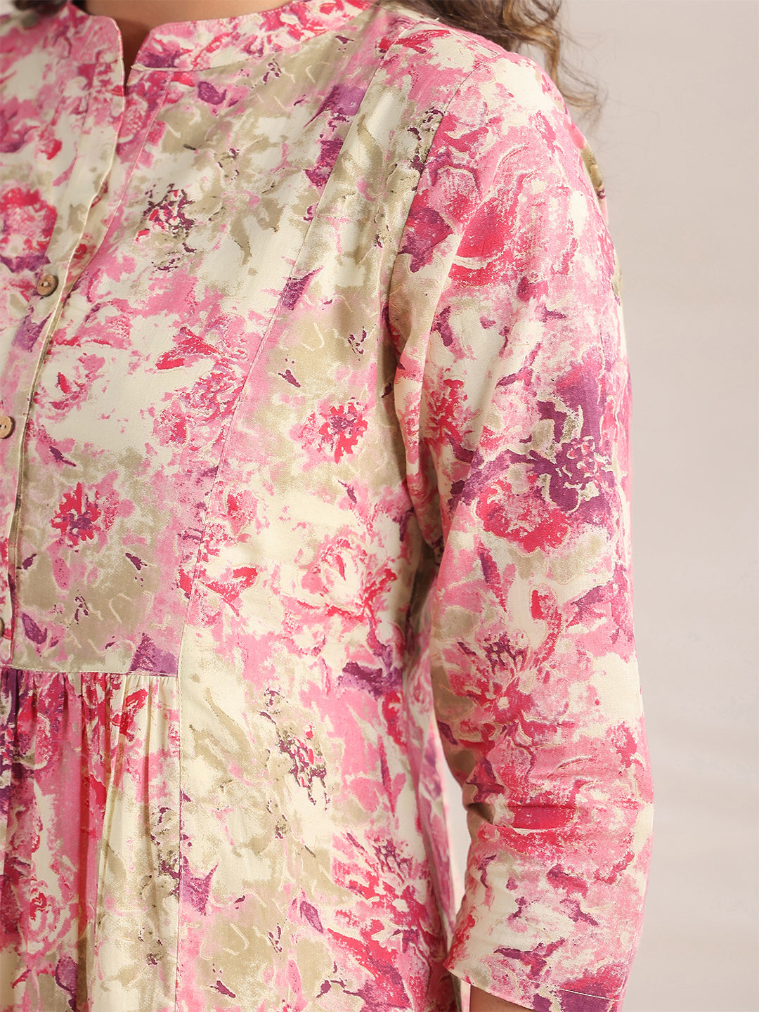 Janasya Pink Cambric Abstract Dress 