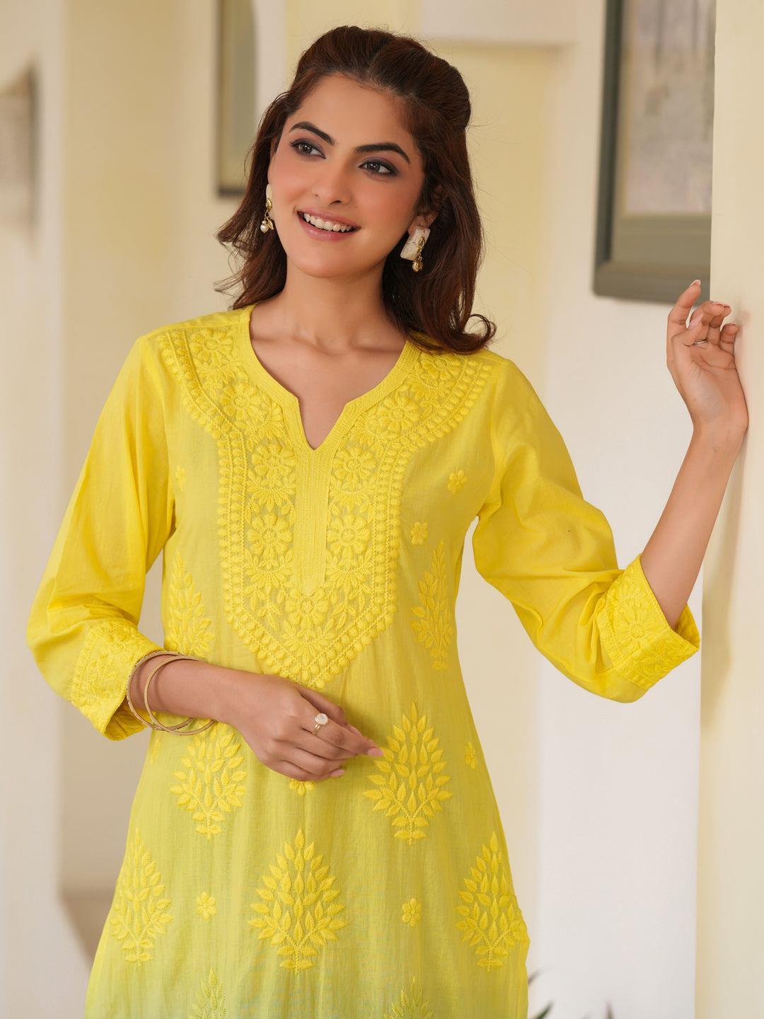 Janasya Bright Cotton Ombre Straight Kurta 