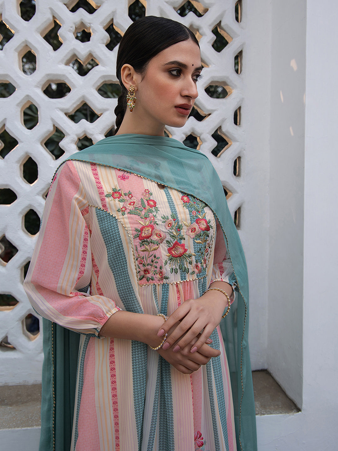 Janasya From Style Master Georgette Floral A-Line Kurta Set 