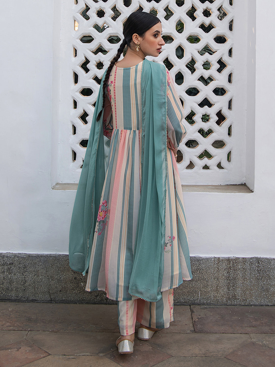 Janasya From Style Master Georgette Floral A-Line Kurta Set 