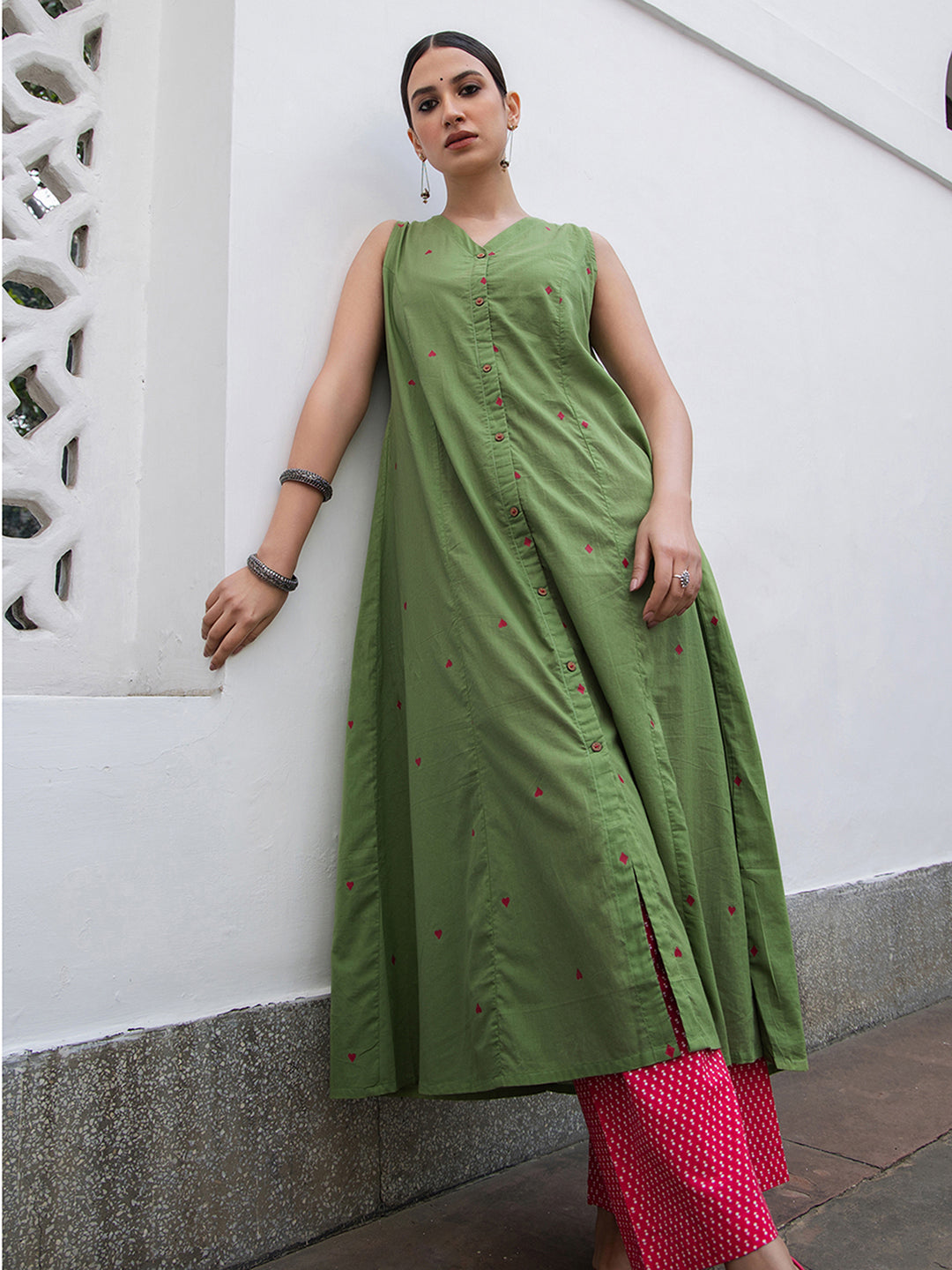 Janasya Light Cotton Solid A-Line Kurta Set 