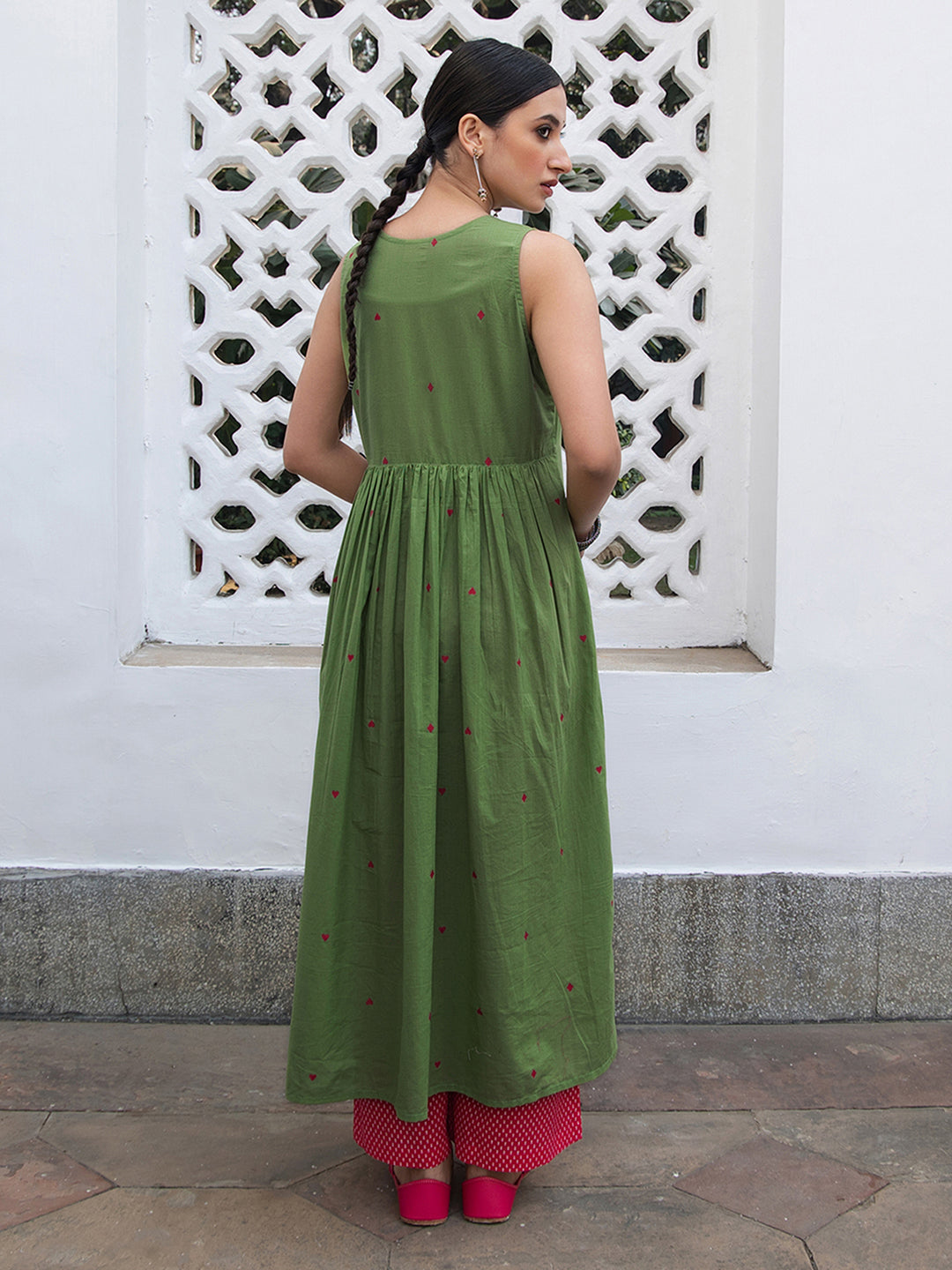 Janasya Light Cotton Solid A-Line Kurta Set 