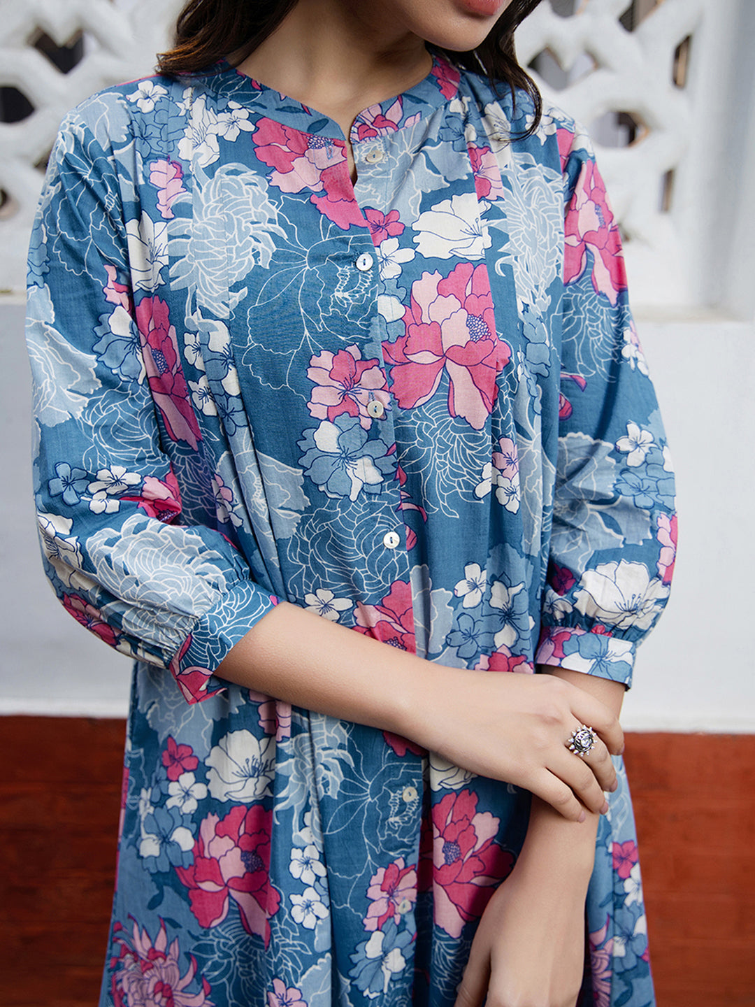 Janasya From Style Master Cotton Floral A-Line Tunic 