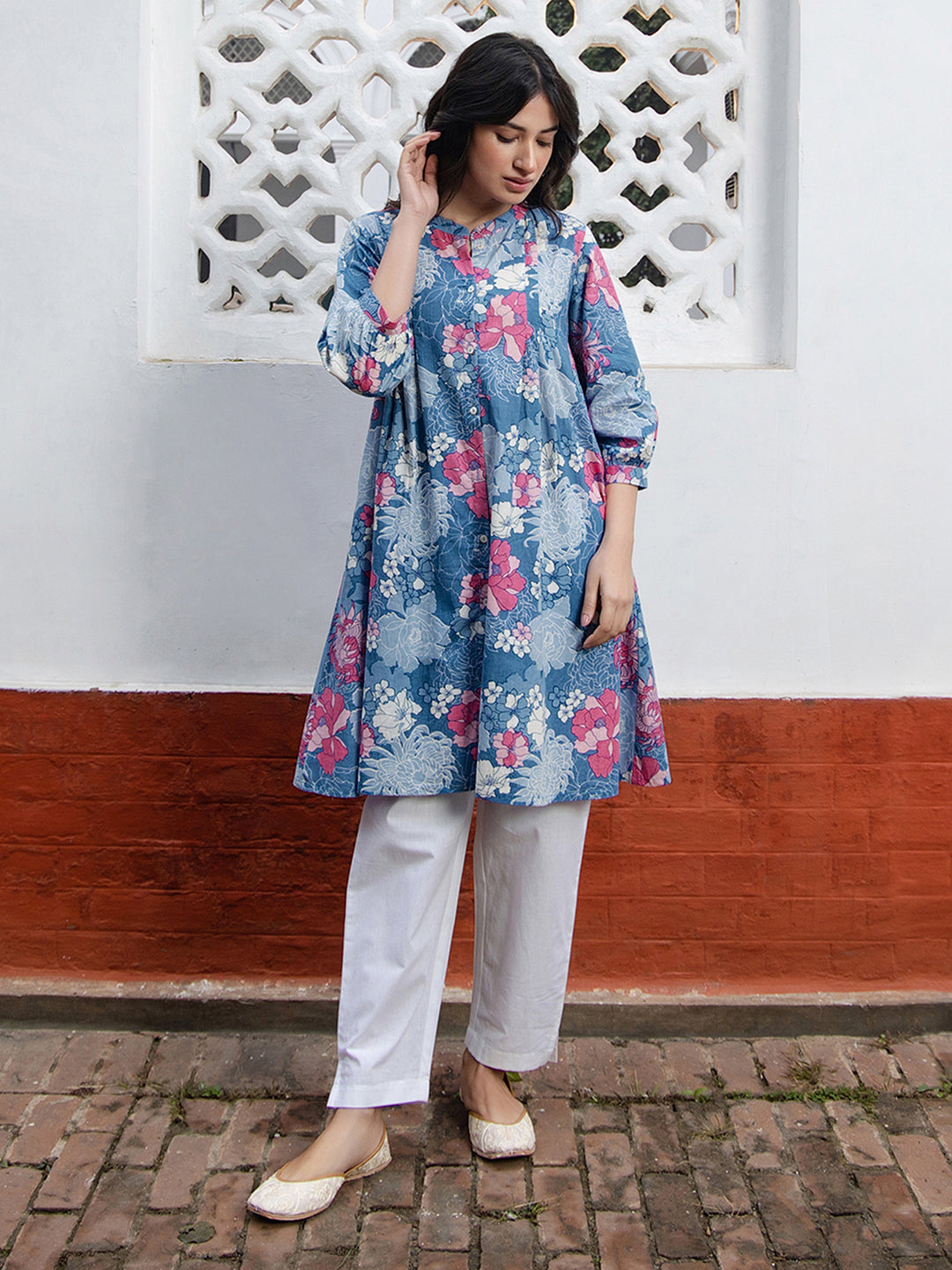 Janasya From Style Master Cotton Floral A-Line Tunic 
