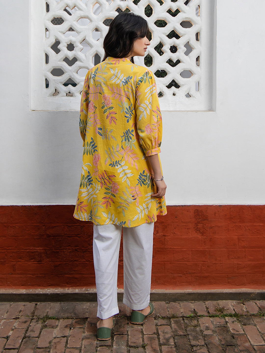 Janasya Light Cotton Tropical Gathered Tunic 