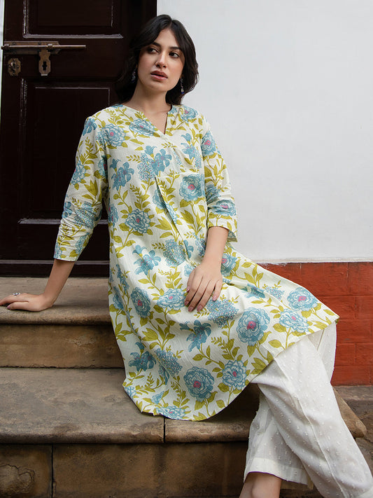 Janasya From Style Master Cotton Floral Regular Tunic 