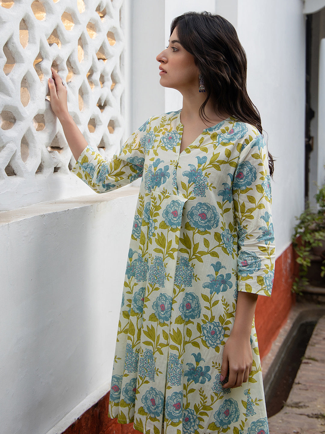 Janasya From Style Master Cotton Floral Regular Tunic 