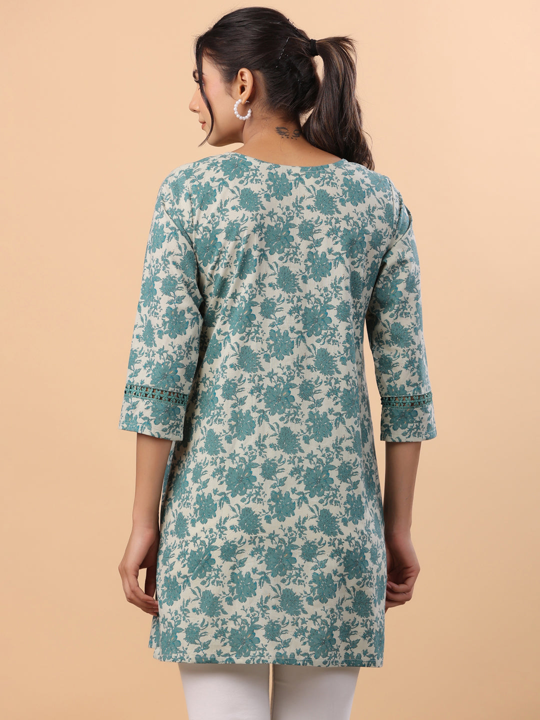 Janasya Sage Cambric Floral Tunic 