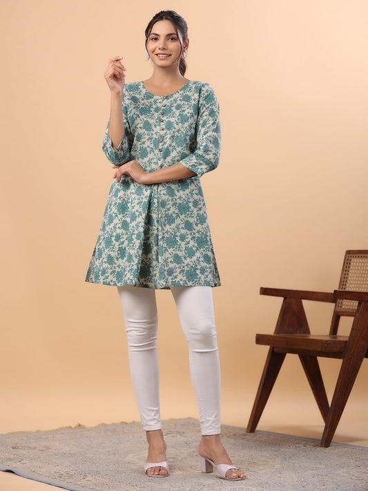 Janasya Sage Cambric Floral Tunic 
