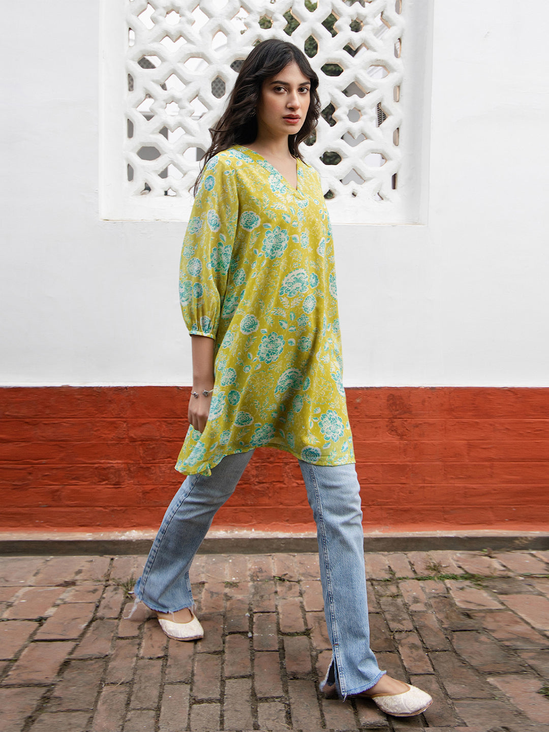 Janasya From Style Master Georgette Floral Regular Tunic 