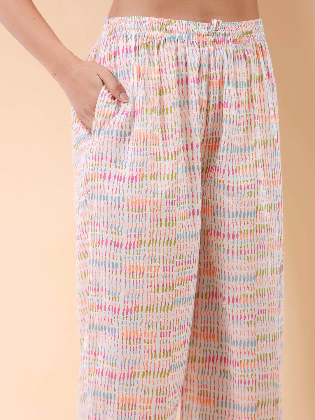 Janasya Light Cotton Abstract A-Line Top & Bottom Set 