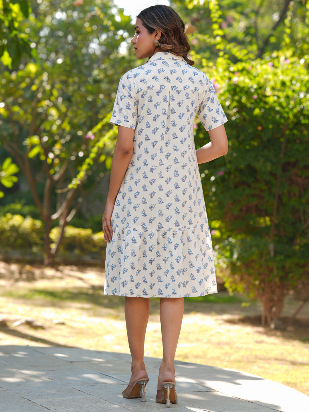 Janasya Light Cotton Floral Shirt Dress Dress 