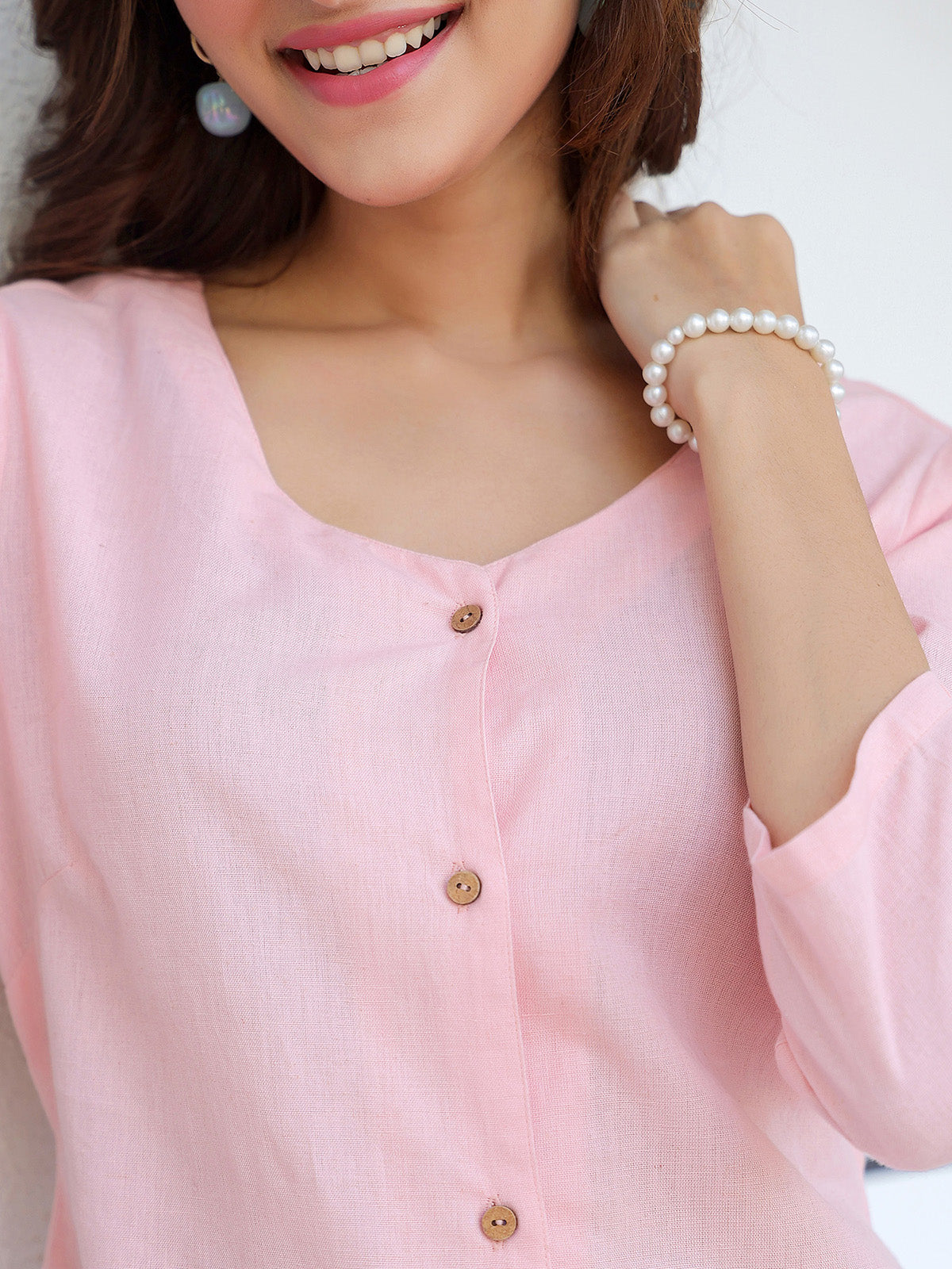 Janasya Light Cotton Solid A-Line Dress 
