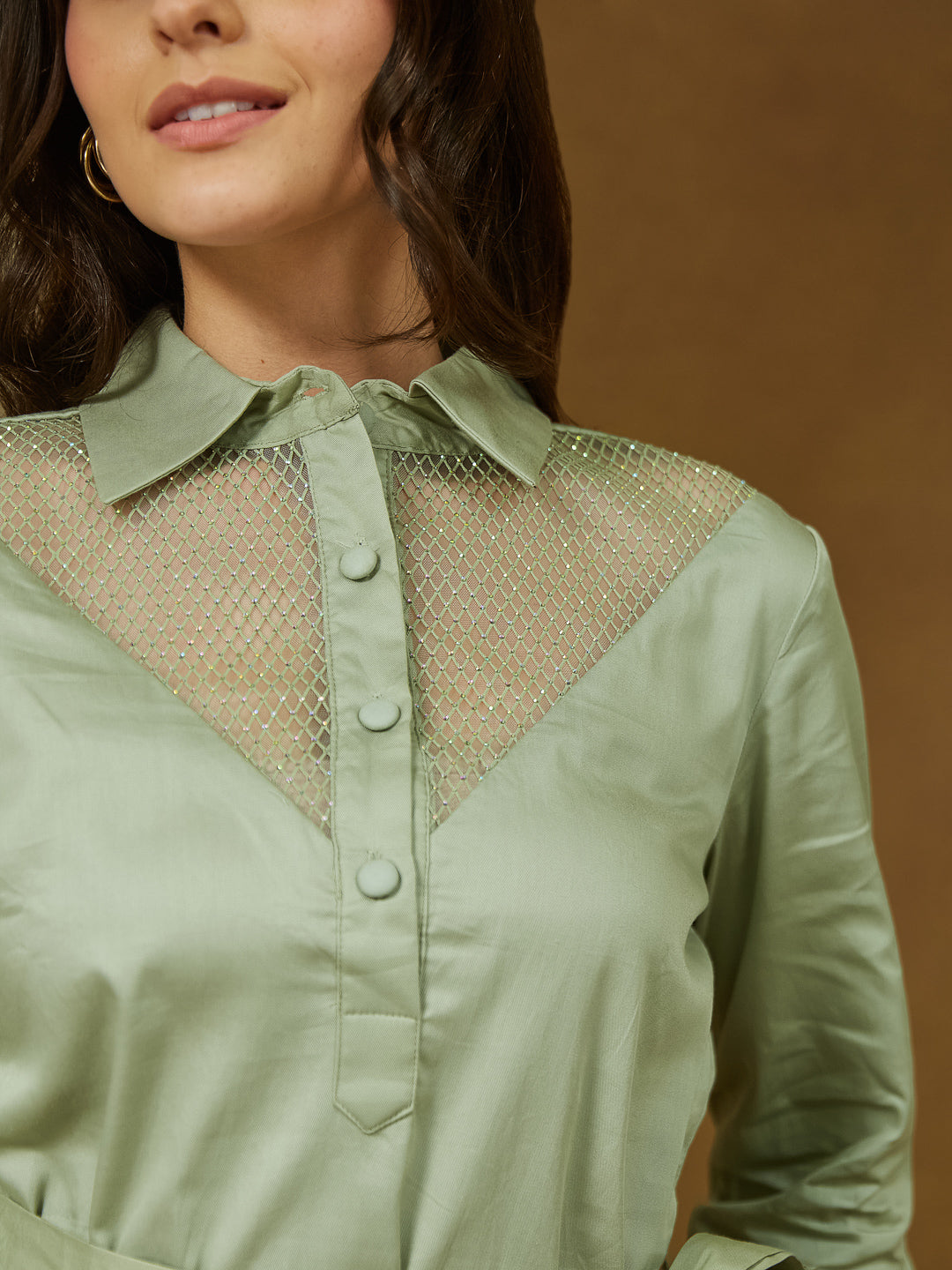 Janasya Light Cotton Yoke Design A-Line Dress 