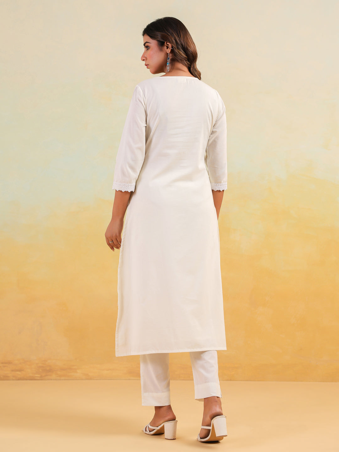 Janasya Light Cotton Embroidered Straight Kurta Set 