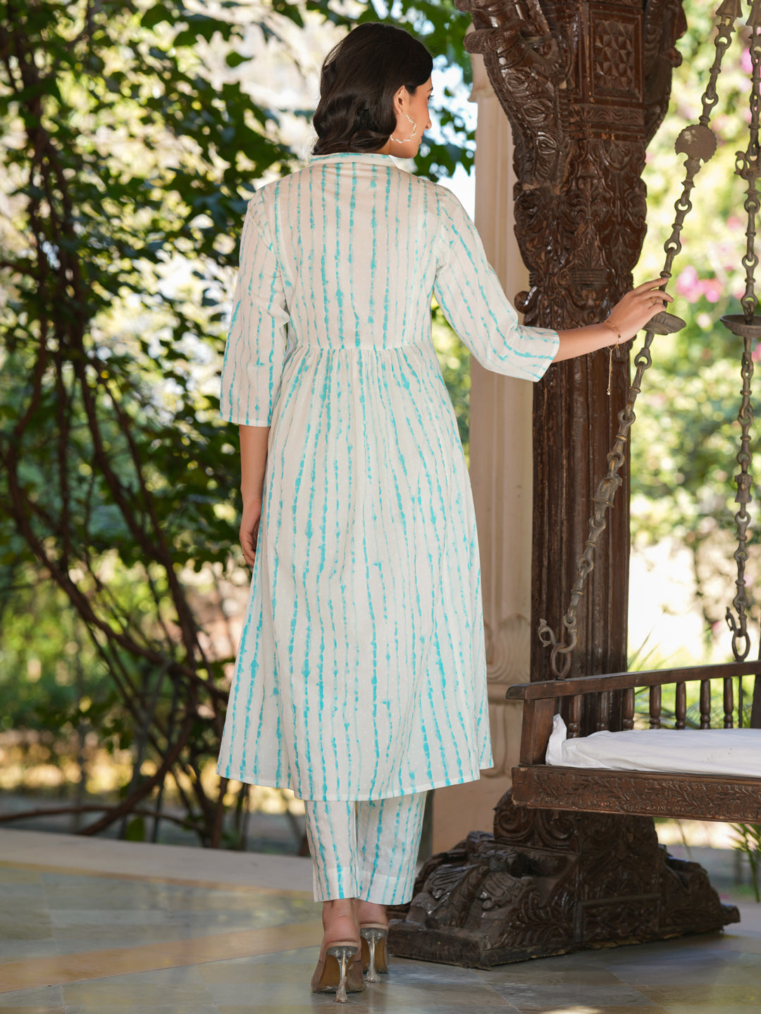 Janasya Light Cotton Tie & dye A-Line Kurta Set 