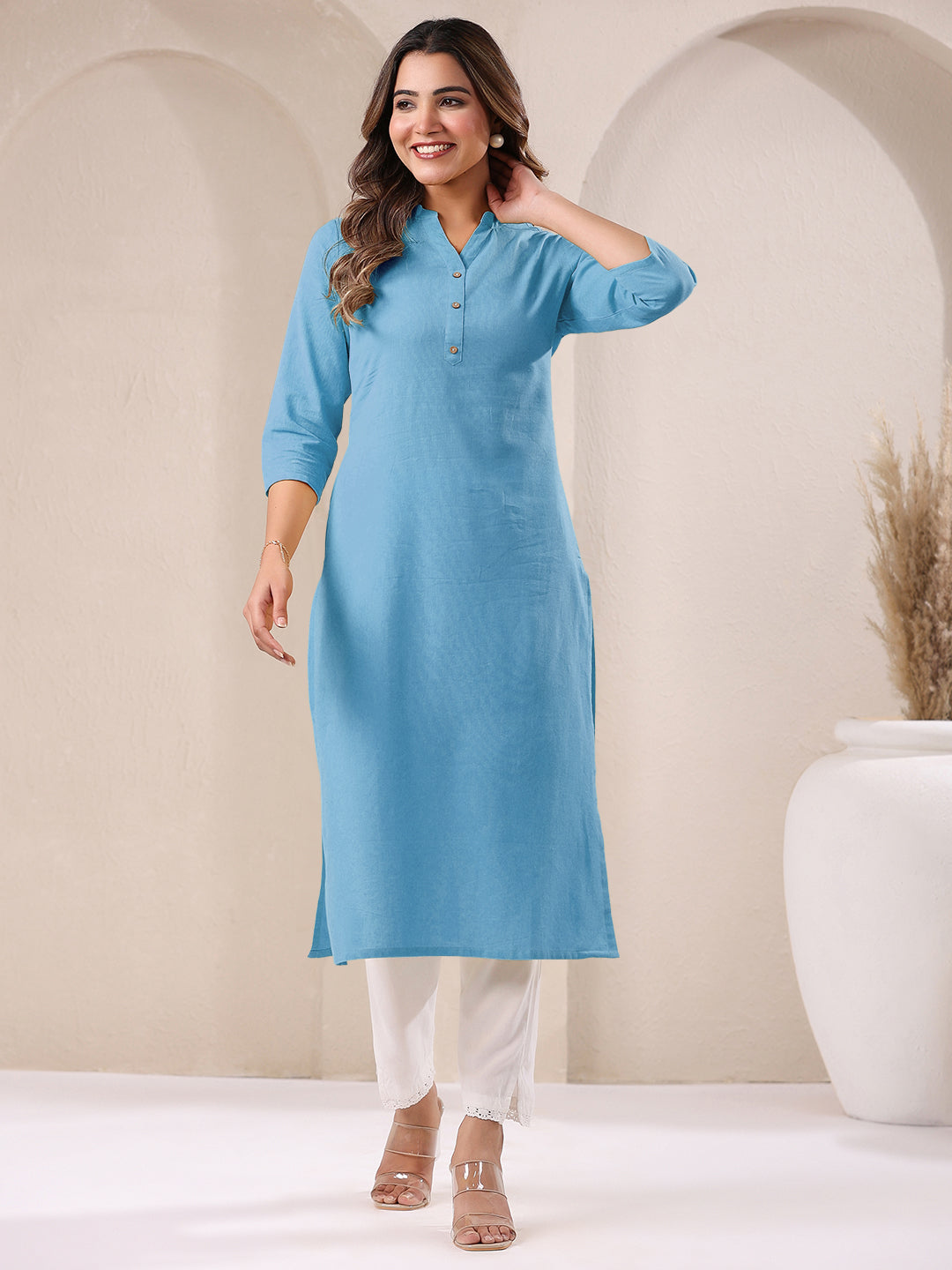 Janasya Light Cotton Solid Straight Kurta | Grab2Buy