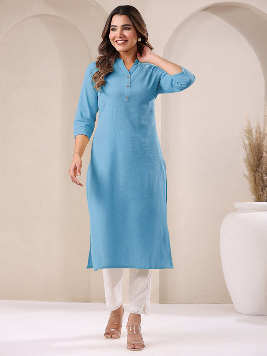 Janasya Light Cotton Solid Straight Kurta | Grab2Buy