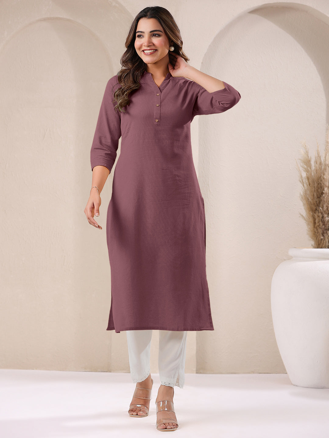 Janasya Light Cotton Solid Straight Kurta | Grab2Buy