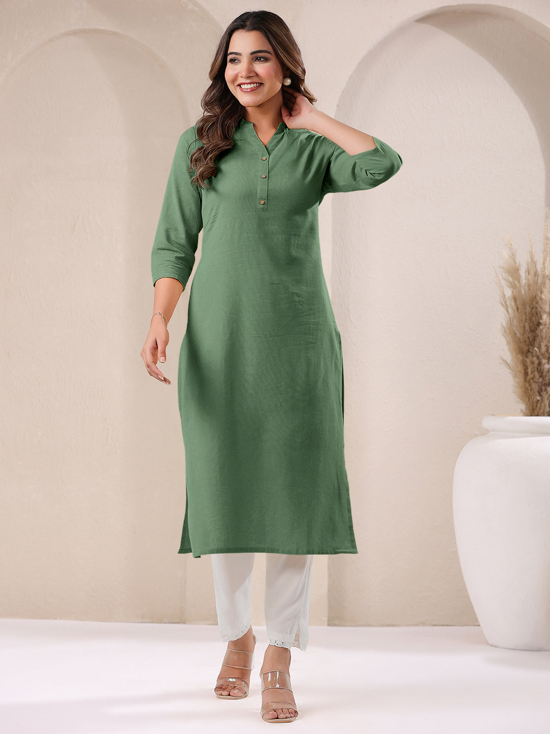 Janasya Light Cotton Solid Straight Kurta | Grab2Buy
