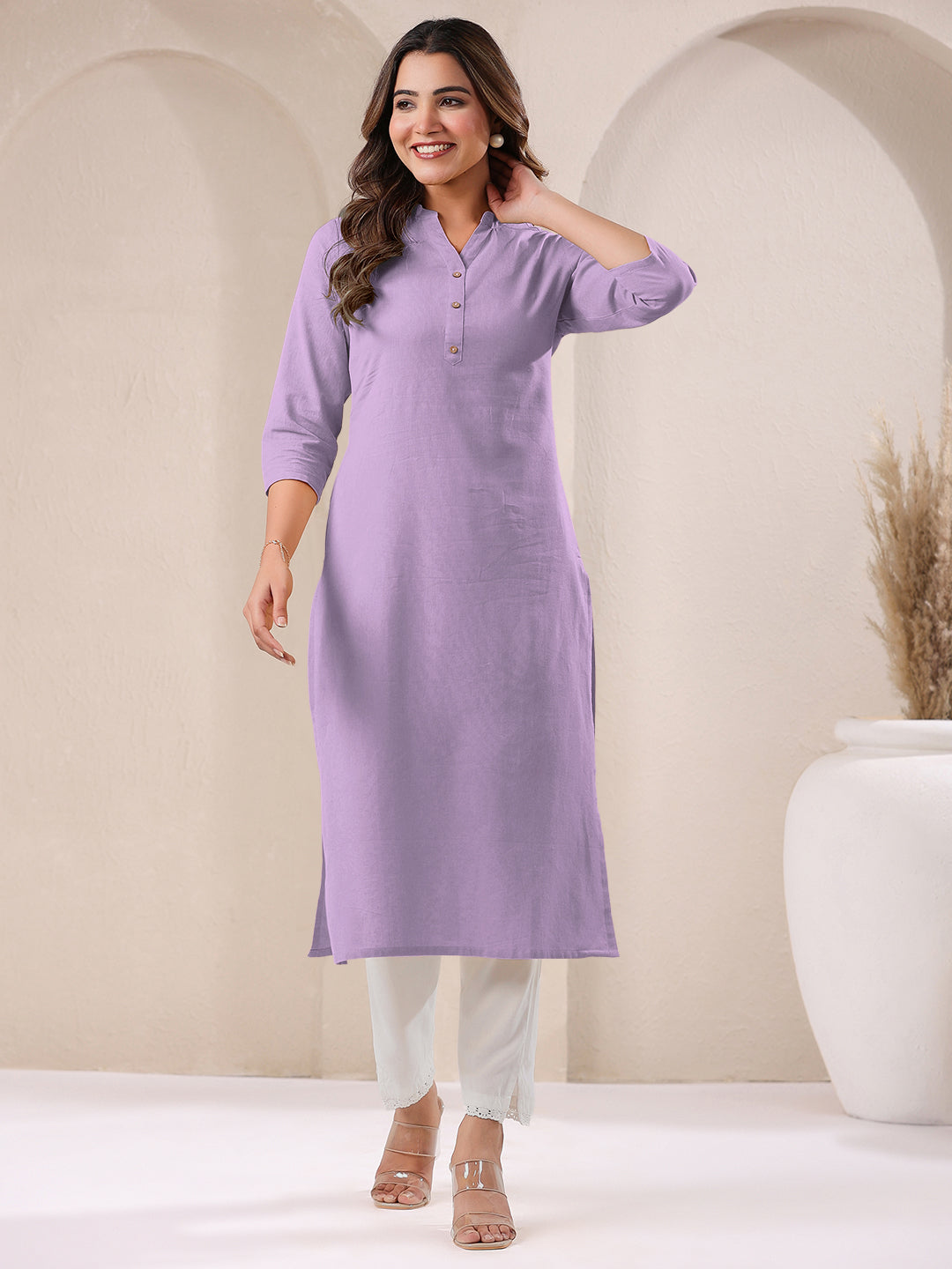 Janasya Light Cotton Solid Straight Kurta | Grab2Buy