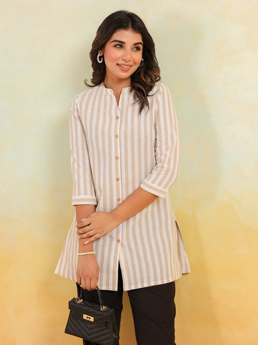 Janasya Light Cotton Striped Straight Kurta | Grab2Buy
