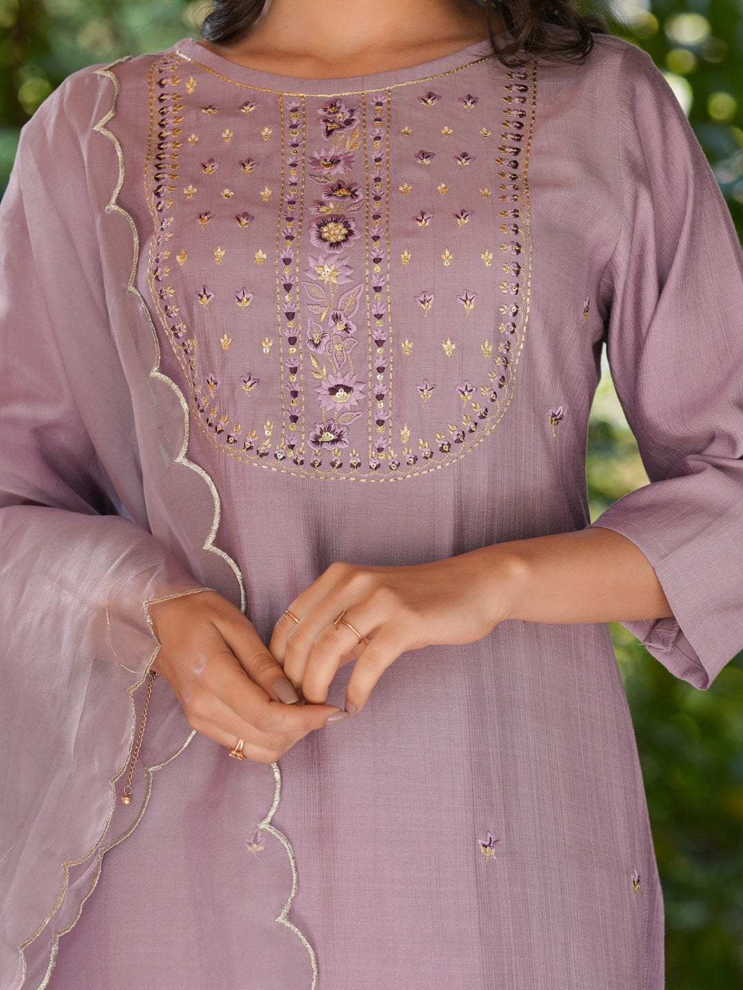 Janasya Light Silk Blend Embroidered Straight Kurta Set 