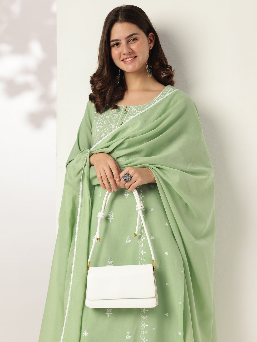 Janasya Light Cotton Embroidered Straight Kurta Set 