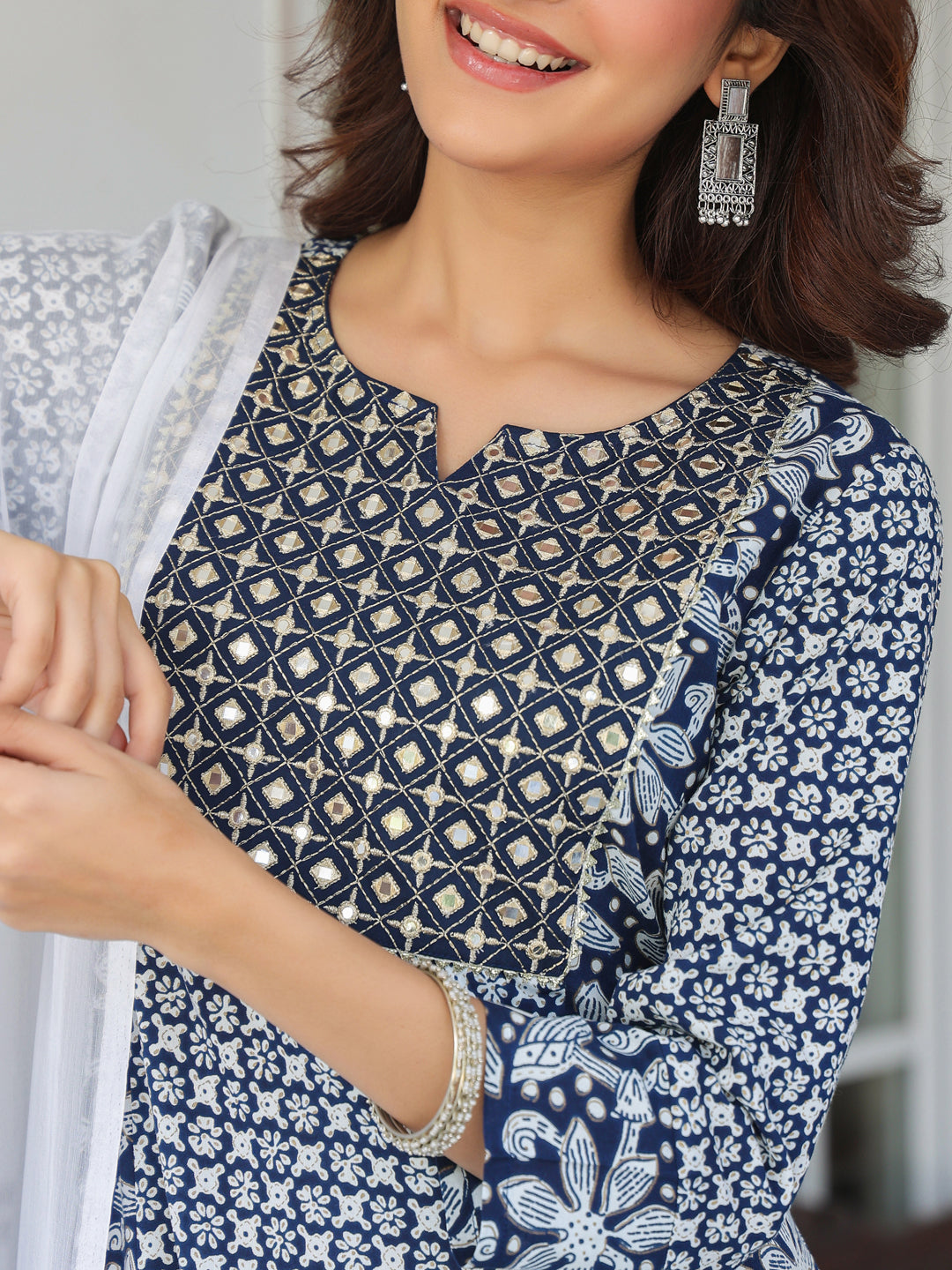 Janasya Dark Rayon Floral A-Line Kurta Set 