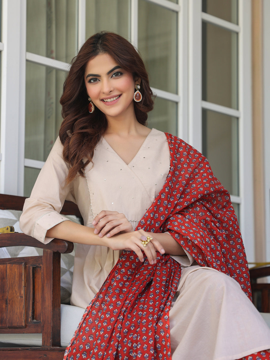 Janasya Light Cotton Solid A-Line Kurta Set 