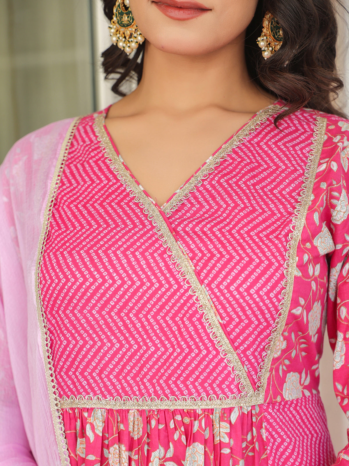 Janasya Bright Cotton Floral A-Line Kurta Set 