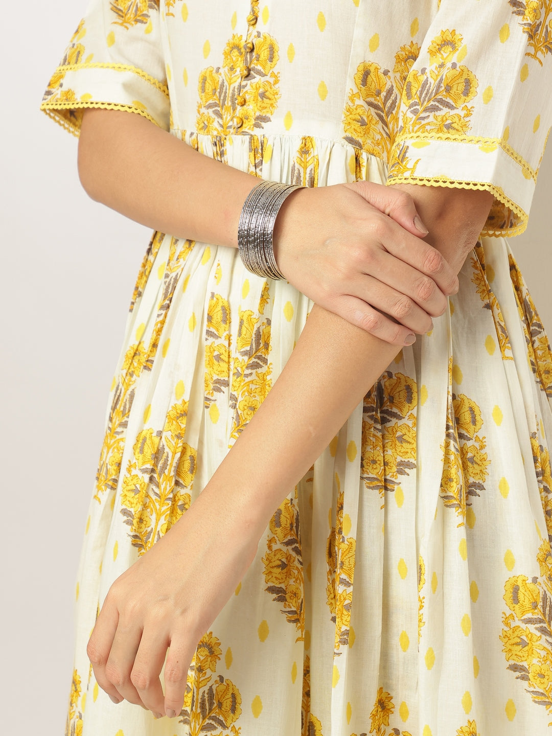 Janasya Light Cotton Floral A-Line Kurta Set 