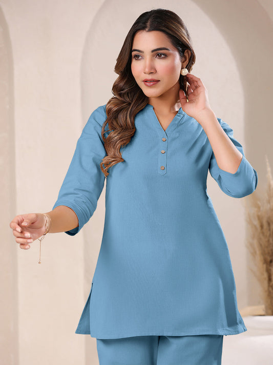 Janasya Light Cotton Solid A-Line Top 