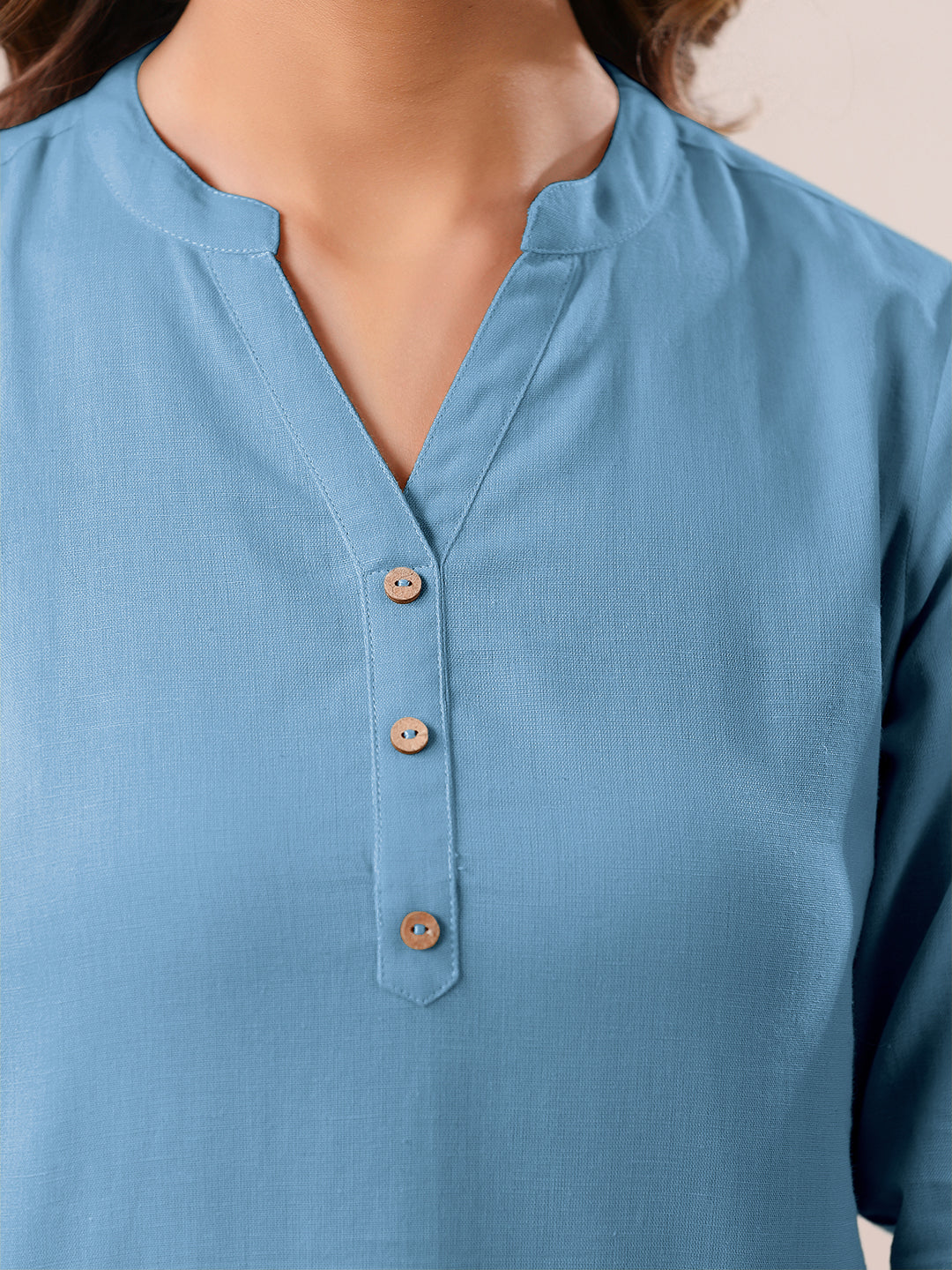 Janasya Light Cotton Solid A-Line Top 