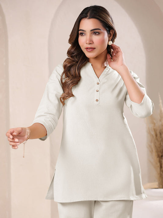 Janasya Light Cotton Solid Straight Top 