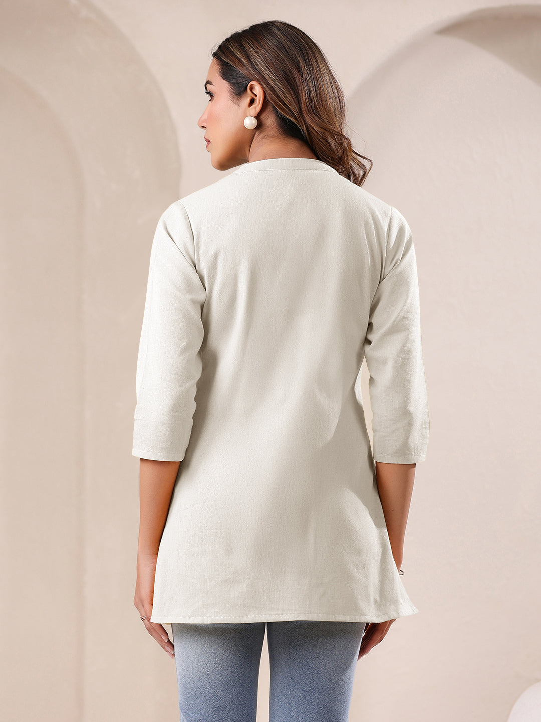 Janasya Light Cotton Solid Straight Top 