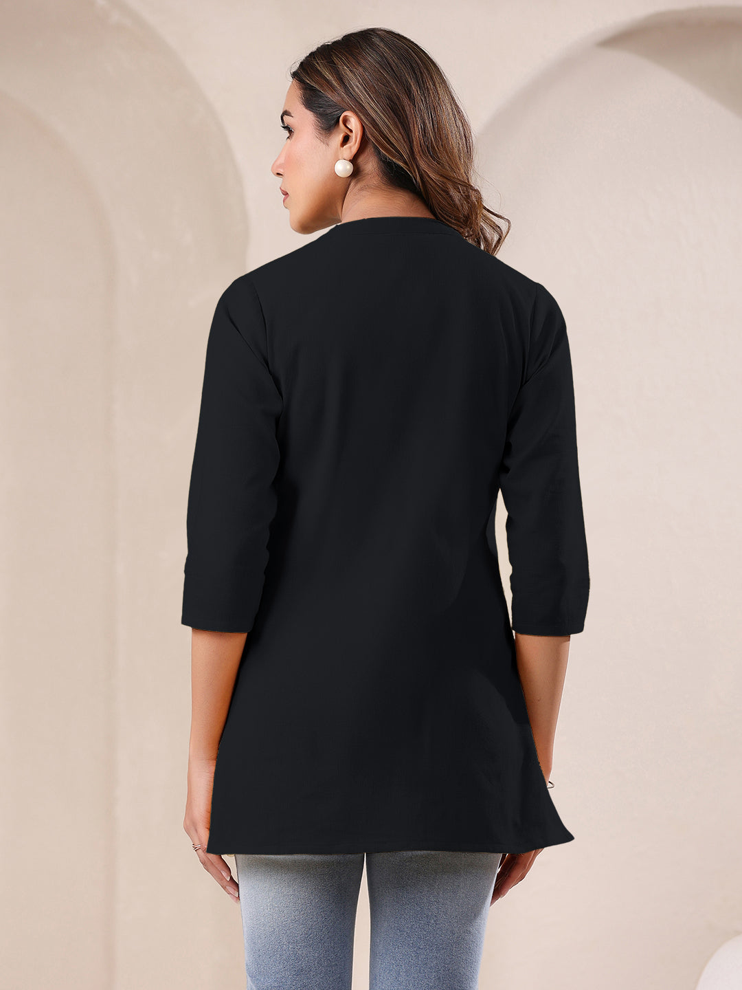 Janasya Light Cotton Solid A-Line Top 