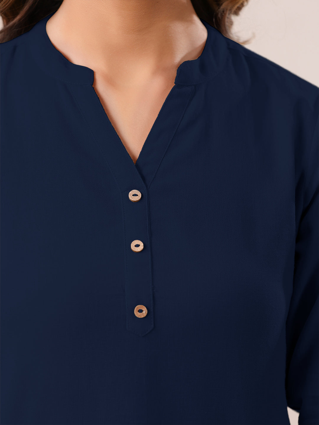Janasya Dark Cotton Solid A-Line Top 