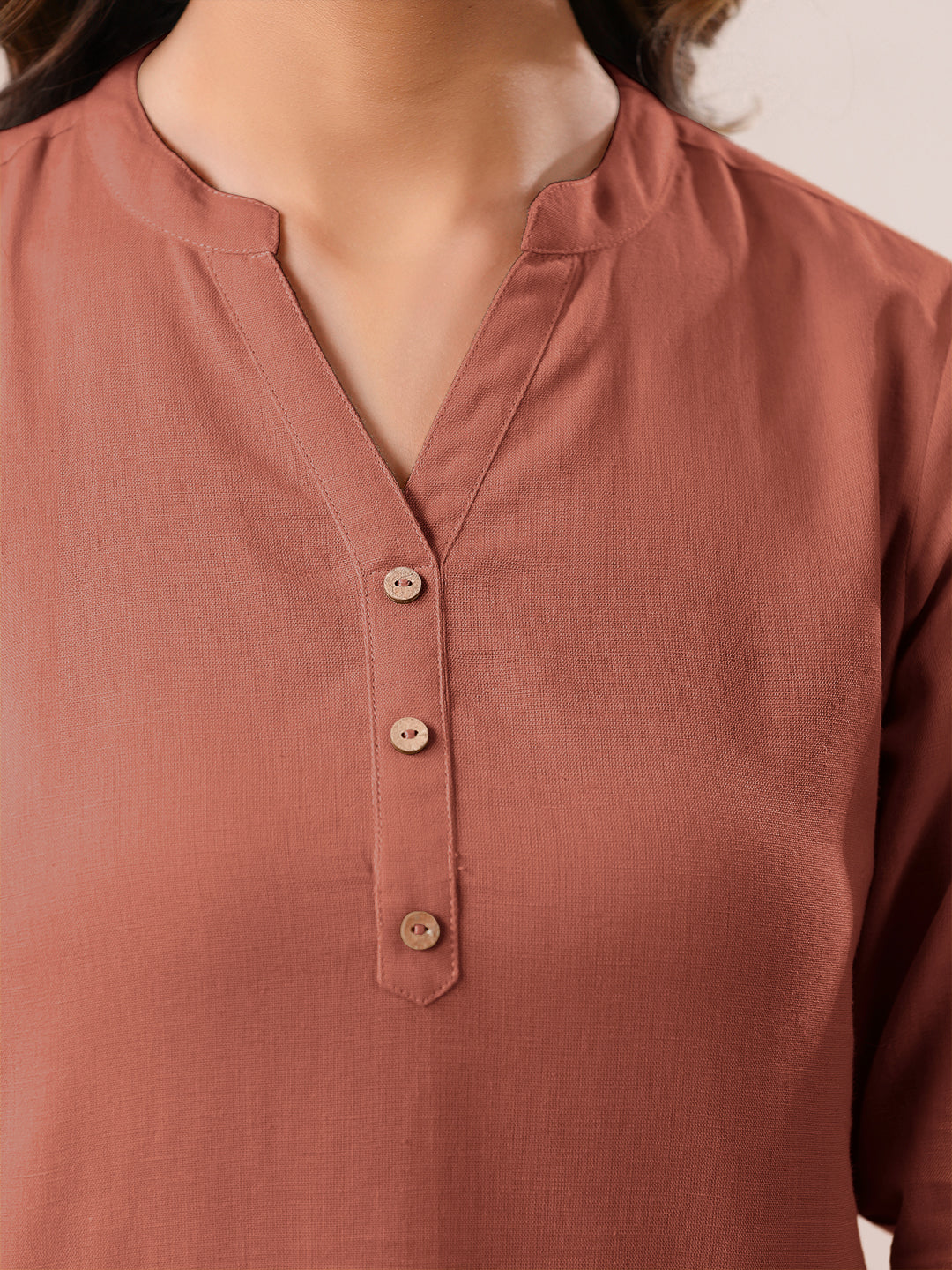 Janasya Dark Cotton Solid A-Line Top 