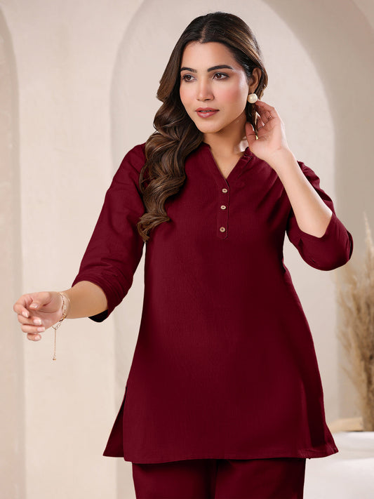 Janasya Dark Cotton Solid Straight TOP 