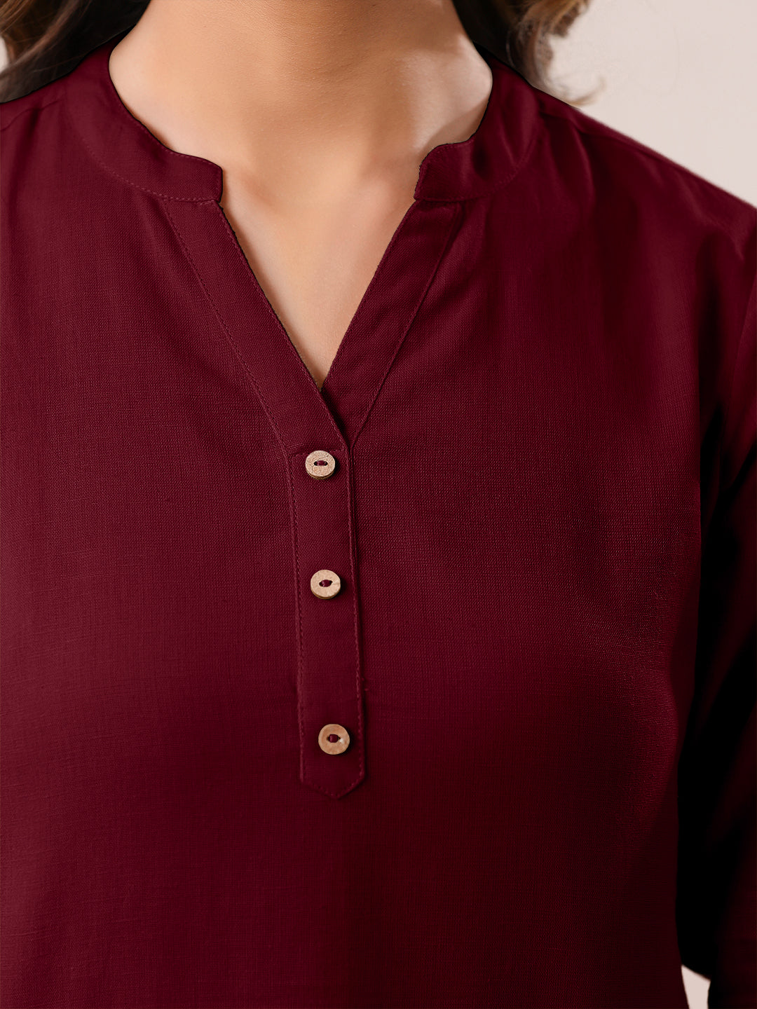 Janasya Dark Cotton Solid Straight TOP 